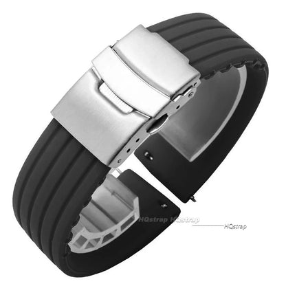 Cinturino per orologio in gomma di silicone, chiusura deployante 18mm 20mm 22mm 24mm per orologio Omega, cinturino di ricambio per cinturini sportivi Seiko