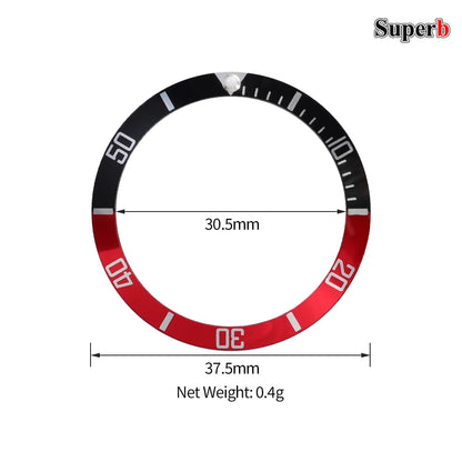 Flat Aluminum Watch Bezel Insert 37.5mm * 30.5mm, Fashion Style, for Rolex GMT Diving Watch Case, Seiko Movement Compatible, Men's/Women's Watch Part