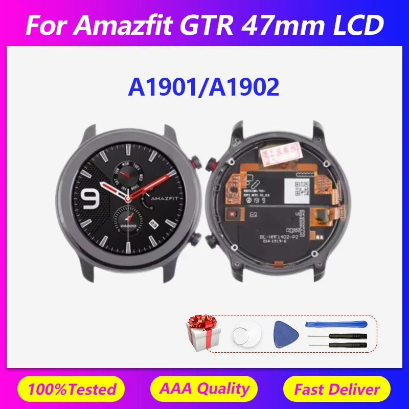 For Amazfit GTR 47MM watch LCD screen A1901 A1902 touch screen display with inner and outer frame