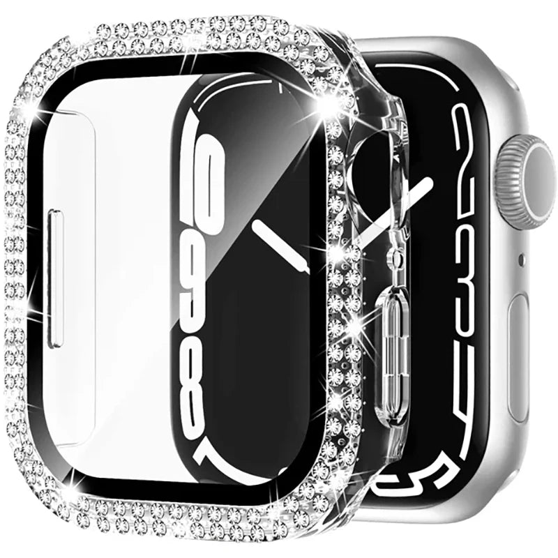 Coque en verre et diamant pour Apple Watch, 46mm 40mm 44mm 41mm 42mm 45mm, protection antichoc brillante, iWatch série 11 10 9 SE 7 8