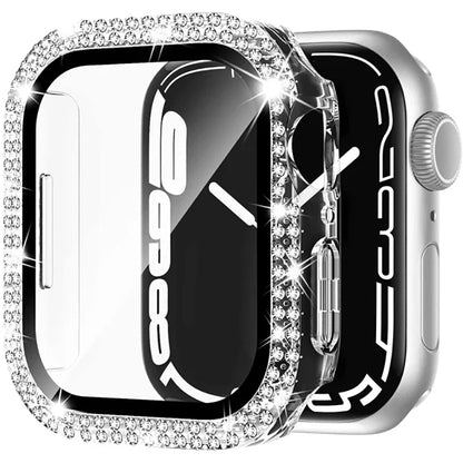 Coque en verre et diamant pour Apple Watch, 46mm 40mm 44mm 41mm 42mm 45mm, protection antichoc brillante, iWatch série 11 10 9 SE 7 8
