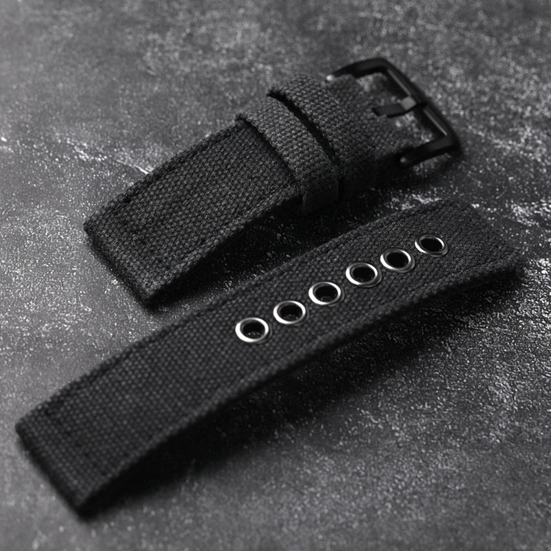 Cinturino per orologio in tela spessa, fatto a mano, robusto, 20 22 24MM, catena per orologio morbida e impermeabile, blu nero verde, cinturino indossabile per uomo