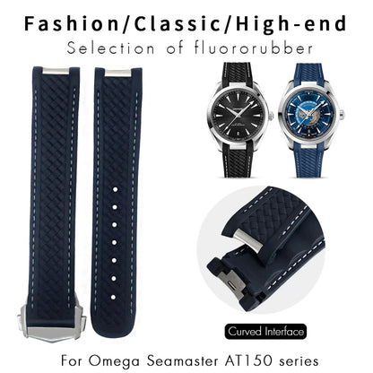 Bracelet de montre en caoutchouc fluoré FKM coloré de qualité supérieure, 19mm, 20mm, 21mm, pour Omega Seamaster 300 Aqua Terra AT150, bracelet de montre souple, outil