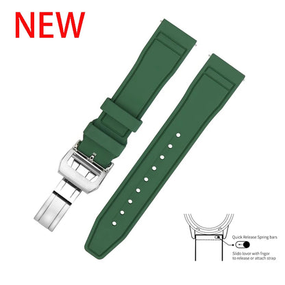 20mm 21mm 22mm Premium FKM Fluoro Rubber Watch Straps FPM Butterfly Buckle Quick Release Watch Bands for I-WC Watch Bands