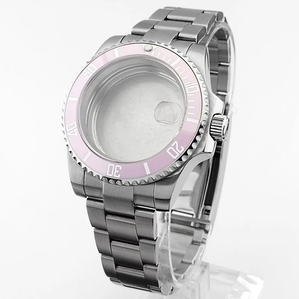    40.5mm sous-montre verre saphir boîtier en métal ajustement NH35/36/38 mouvement ajustement 28.5mm cadran pièces de montre accessoires boîte de montre bande