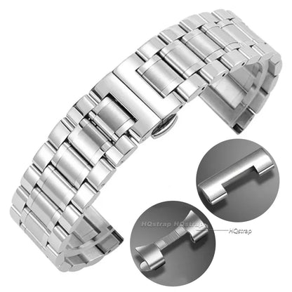 Bracciale per orologio in acciaio inossidabile con estremità curva 16mm 17mm 18mm 19mm 20mm 21mm 22mm 23mm 24mm Cinturino in acciaio Bracciale in metallo