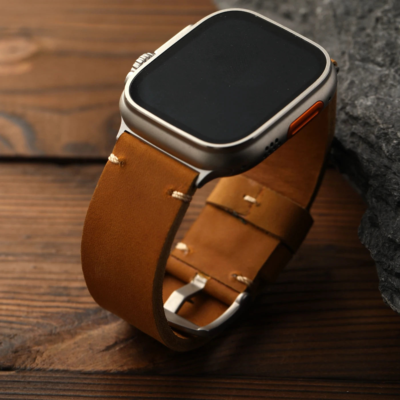 Cinturino in vera pelle bovina premium fatto a mano, vera pelle blu e gialla compatibile con Apple Watch 49MM 46MM 45MM 44MM Ultra S13