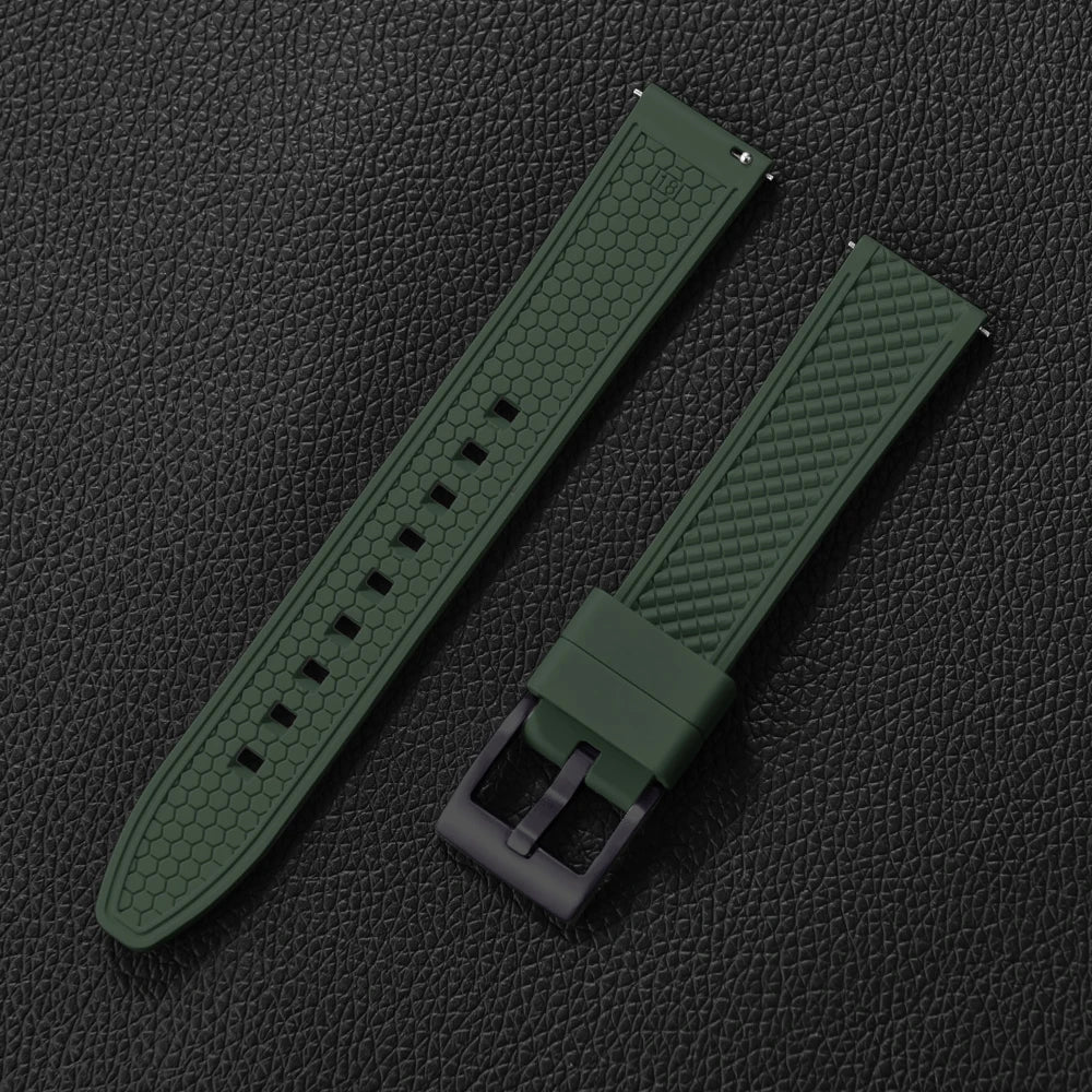 Bracelet en caoutchouc fluoré FKM, 18mm 20mm 22mm 24mm, Bracelet de montre à dégagement rapide pour plongée Omega Seiko Tissot Rolex, ceinture universelle