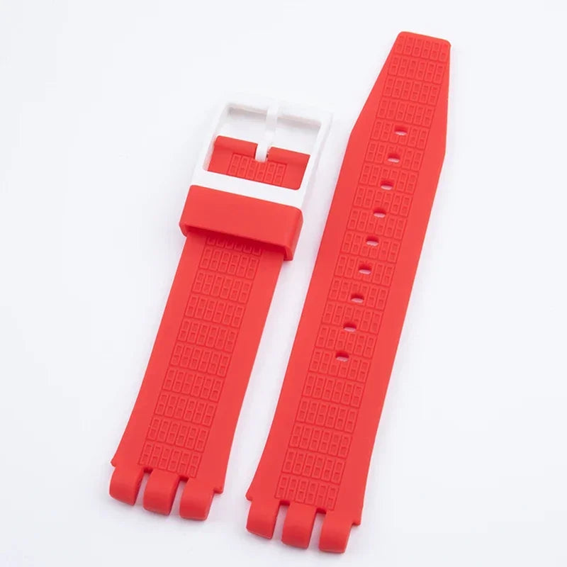 High Quality Soft Silicone Rubber Watch Band Accessories, Colorful, for Swatch 24x22mm Strap, for IRONY SCUBA 200 Belt Buckle