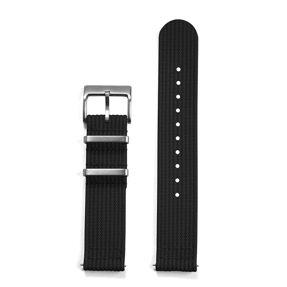 18mm 20mm 22mm Ribbed Nylon Watch Band, Breathable Sport Design, Durable Soft Strap for Men and Women