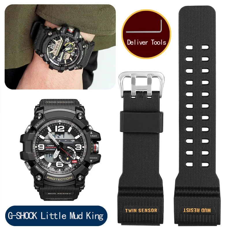 Silicone Rubber Watch Band for Casio GG1000 G-shock GG-1000 GNG-100 GSG-100, Resin Sport Strap, Waterproof Watchband Replacement Tool