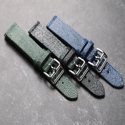 Bracciale da uomo fatto a mano in pelle di pesce perlato, 18mm, 19mm, 20mm, 21mm, 22mm, Vintage Devilfish, Nero, Verde, Blu, Morbido, Indossabile, Premium Lea