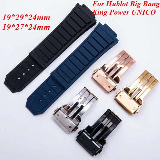 19*29mm 19*27mm for Hublot King Power UNICO Big BANG Watch Strap Silicone Rubber Band Interface Replacement Strap with Tool