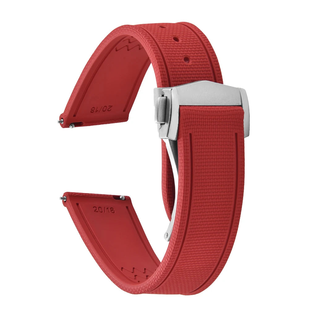 Premium Quality FKM Soft Rubber Watch Strap 20mm 21mm 22mm Sailcloth Texture Sport Band Quick Release Universal Watchband for DLug