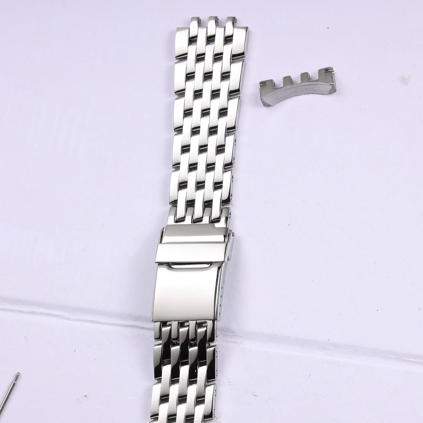 Nouveau bracelet de montre en acier inoxydable massif poli argenté de 24 mm pour Breitling Navitimer, avec fermoir déployant