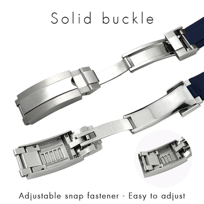 Bracelet de montre en caoutchouc fluoré FKM souple, 18mm, 20mm, 21mm, 22mm, pour Rolex Submariner GMT Daytona Yacht-Master, boucle coulissante OYSTERFLEX