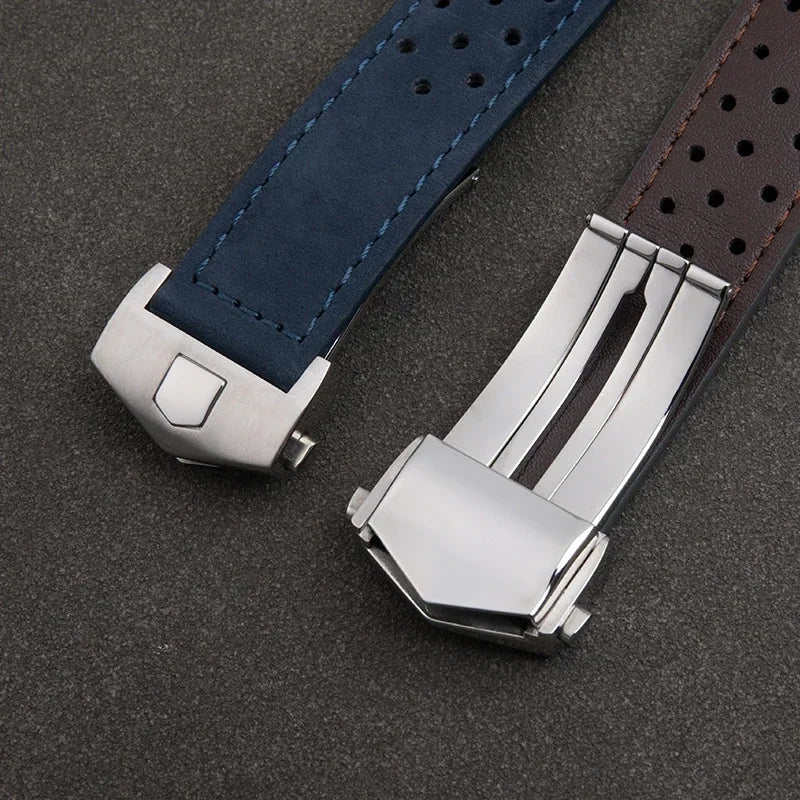 Cinturino per orologio in pelle di vacchetta morbida e satinata, 20/22/24mm, per cinturino TAG HEUER CARERA AQUARACER Monaco F1, fibbia pieghevole in acciaio