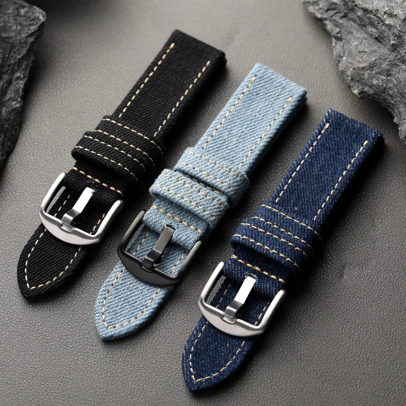 Handmade Japanese Okayama Denim Watch Strap, 20 22 24 26MM, Rugged Double Layer Style, Suitable for Mountain Watches