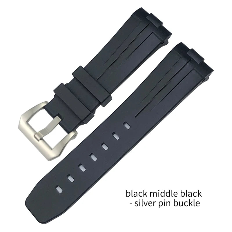 Bracelet de montre en caoutchouc et Silicone 24mm, extrémité incurvée pour PANERAI, boucle pliante, noir, vert, Orange, Bracelets de plongée, outils gratuits
