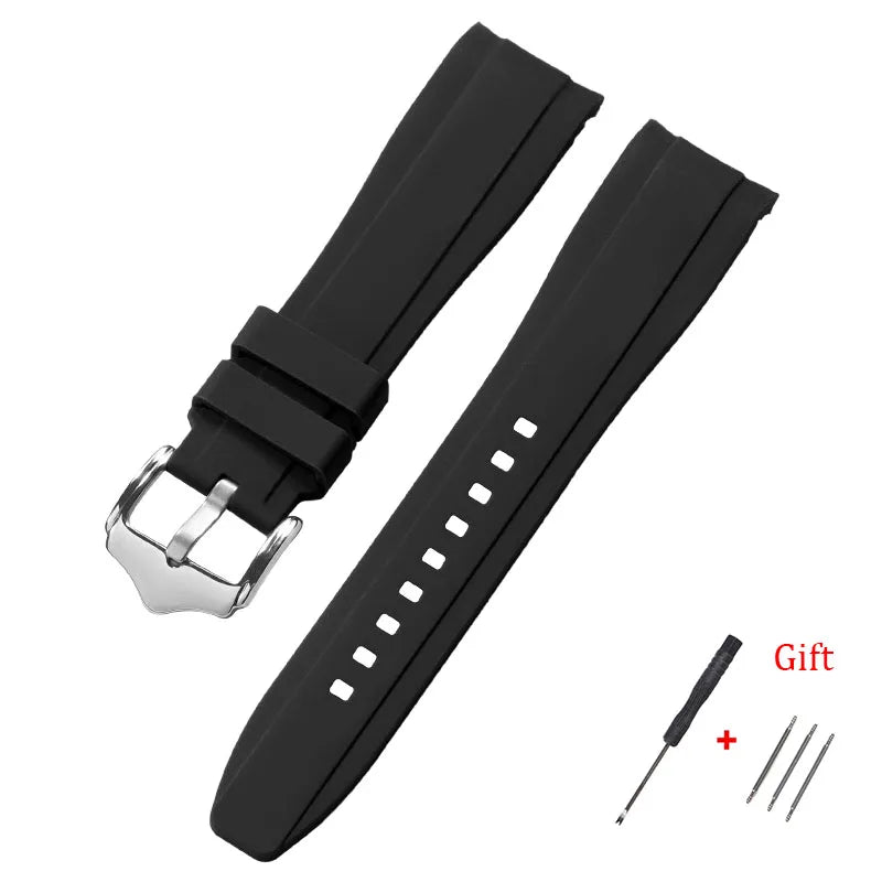 Bracciale in gomma di alta qualità da 20 mm e 22 mm con estremità curva, cinturino in silicone per Swatch, Omega e Moonswatch, bracciale impermeabile