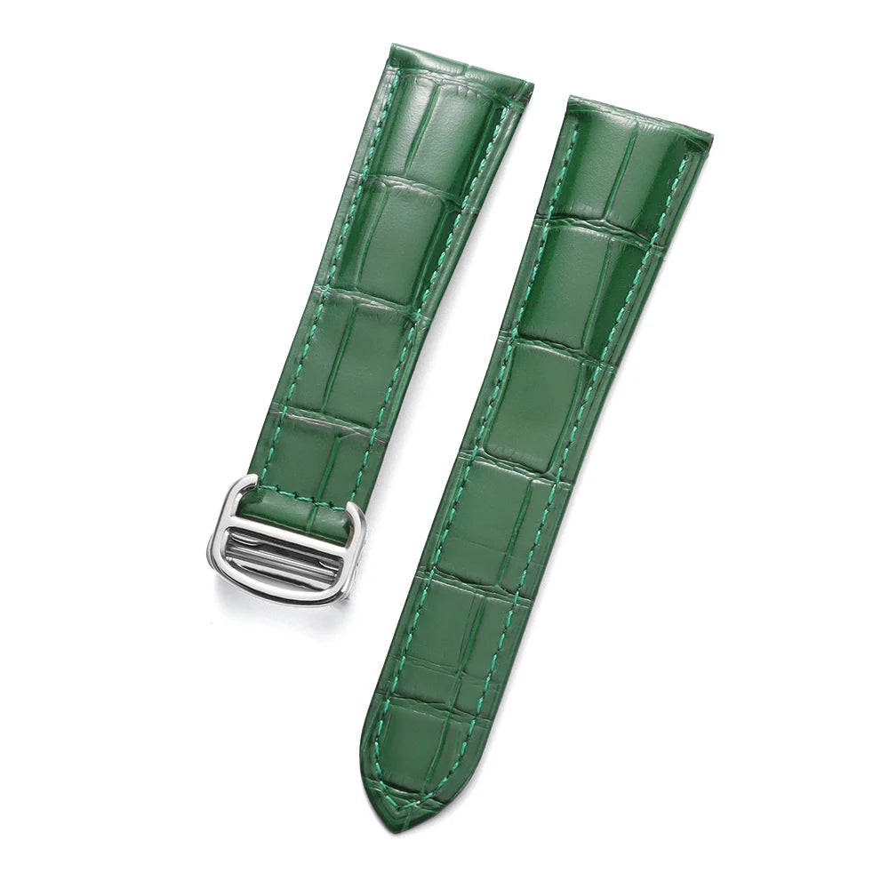 New Crocodile Pattern Watch Strap 18mm 20mm 22mm Genuine Leather Folding Buckle Watchband for Omega for Cartier Tank Solo