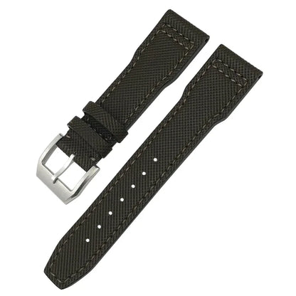 Bracelet de montre en Nylon et cuir de vache, 20mm 21mm, gaufrage en cuir véritable, vert et bleu, remplacement pour accessoires de la série pilote IWC