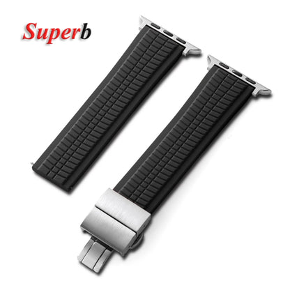Rubber band for Apple Watch, 46mm 45mm 44mm 42mm, for Iwatch Ultra 2 1 49mm Series 10 9 8 7 Se 6 5 Se, Luxury strap