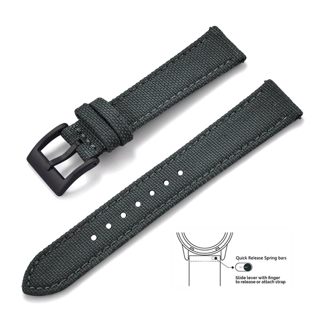Bracelets en toile et Nylon en cuir, 18mm, 20mm, 22mm, à dégagement rapide, en tissu Vintage, pour montres Huawei Samsung