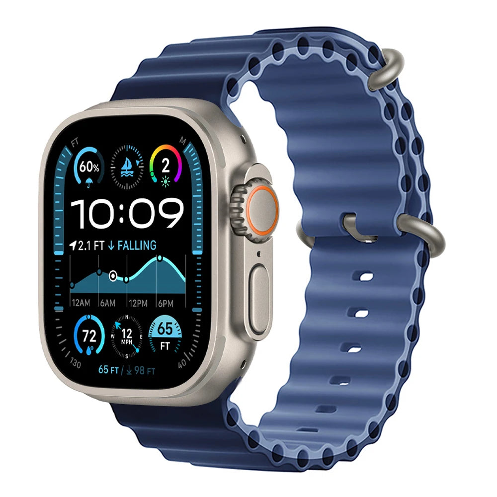 Bracelet Ocean pour Apple Watch Ultra 3 2, 49mm 46mm 44mm 40mm 45mm 41mm 42mm, Correa Bracelet iWatch Series 11 10 9 SE 8 7 6 5 4