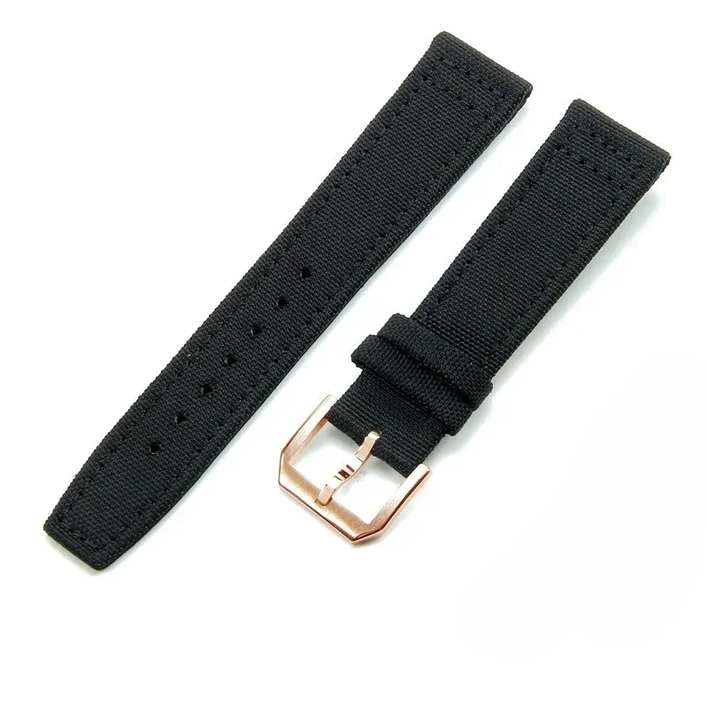 Cinturino per orologio in tela di nylon, 20 mm 21 mm 22 mm, per orologio da pilota IWC Portugal PORTOFINO, cinturino in tessuto, fibbia pieghevole, cinturino in pelle bovina