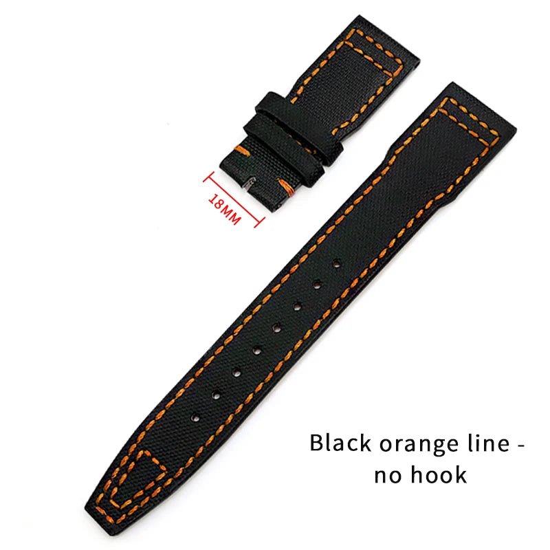 Bracelet de montre en cuir de Nylon 20mm 21mm 22mm pour montres IWC Big Pilot PORTOFINO IW3777 bracelet de montre en cuir de vache bleu vert noir rouge