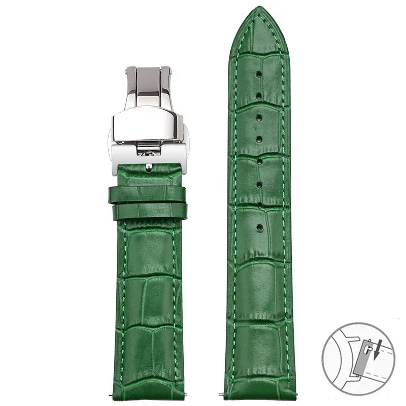 Bracelet en cuir véritable de vache pour Seiko Tissot, bracelet de montre universel à dégagement rapide 12 13 14 15 16 17 18 19 20 21 22 23 24 26mm