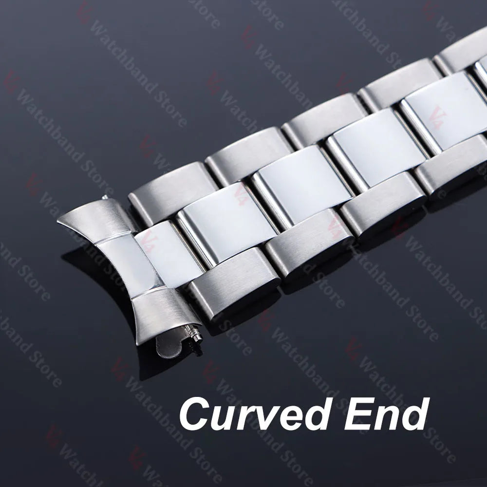 Bracelet de montre à extrémité incurvée de luxe, 18mm 19mm 20mm 21mm pour Rolex Oyster Perpetual King 13mm 17mm, accessoires de Bracelet en acier inoxydable