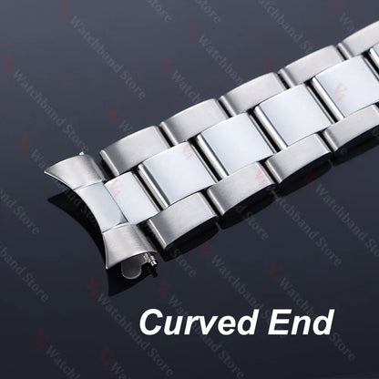 Bracelet de montre à extrémité incurvée de luxe, 18mm 19mm 20mm 21mm pour Rolex Oyster Perpetual King 13mm 17mm, accessoires de Bracelet en acier inoxydable