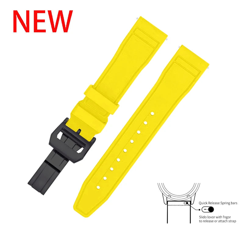 20mm 21mm 22mm Premium FKM Fluoro Rubber Watch Straps FPM Butterfly Buckle Quick Release Watch Bands for I-WC Watch Bands