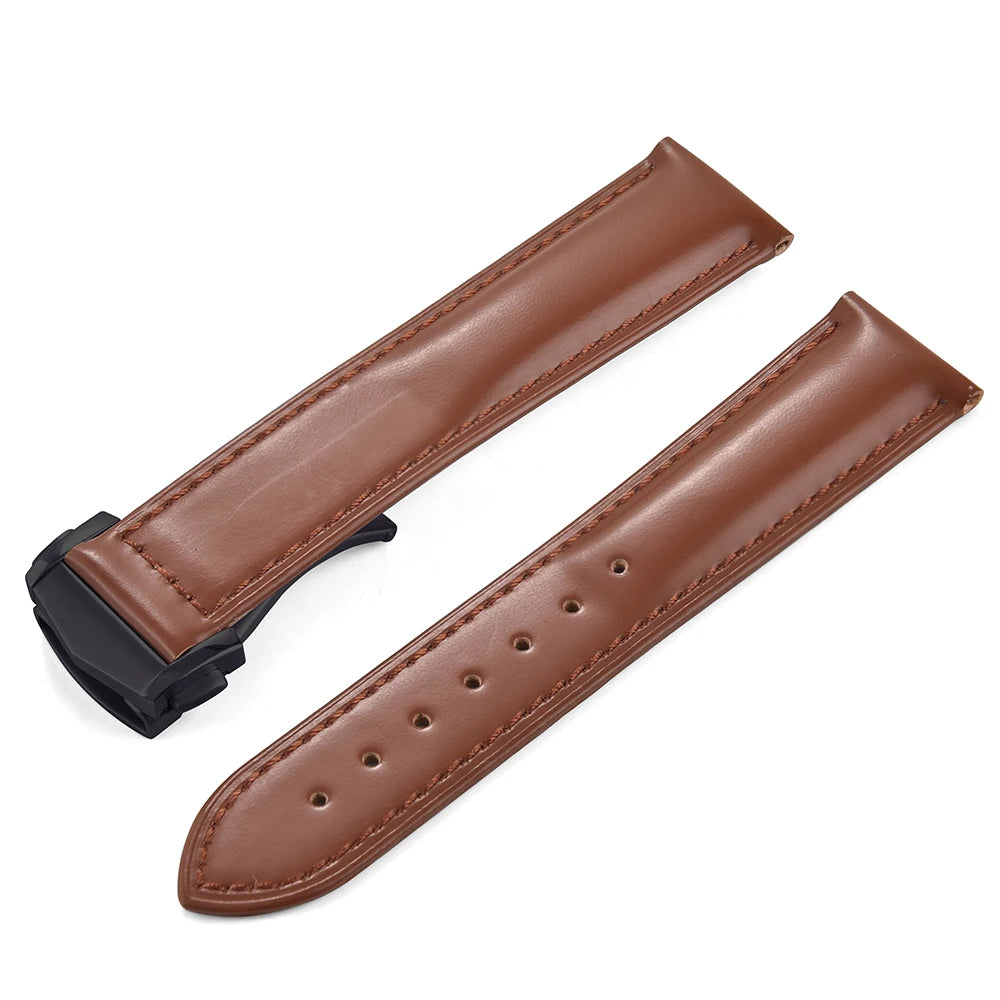 Cinturino in pelle bovina con fibbia pieghevole 19 20 21 22mm per Omega Seamaster, cinturino universale da uomo di alta qualità a sgancio rapido