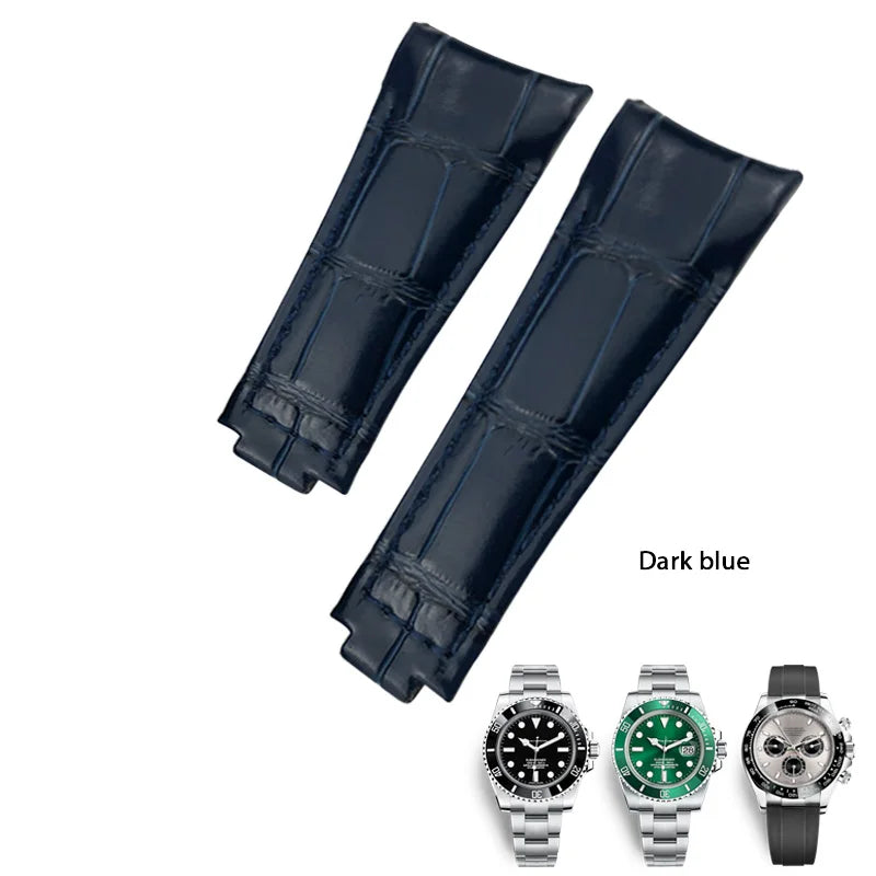 Bracelet de montre en cuir véritable souple, extrémité incurvée, bracelet de montre noir, Rolex Submariner DayRequiGstuff Yacht-Master Datejust, 20mm