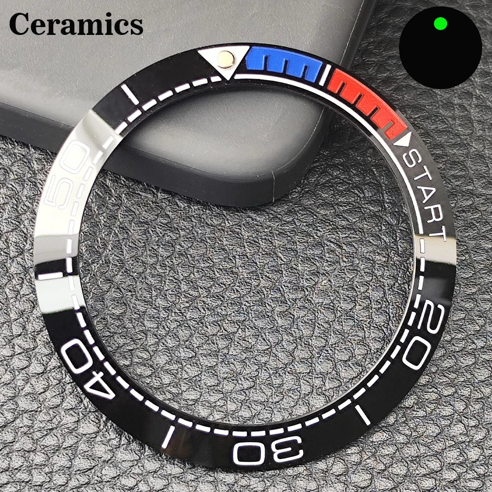 Insert de lunette incliné en céramique/aluminium 41.5mm x 32.7mm, adapté au remplacement de lunette de montre pour hommes, accessoires de montre