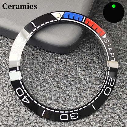 Insert de lunette incliné en céramique/aluminium 41.5mm x 32.7mm, adapté au remplacement de lunette de montre pour hommes, accessoires de montre