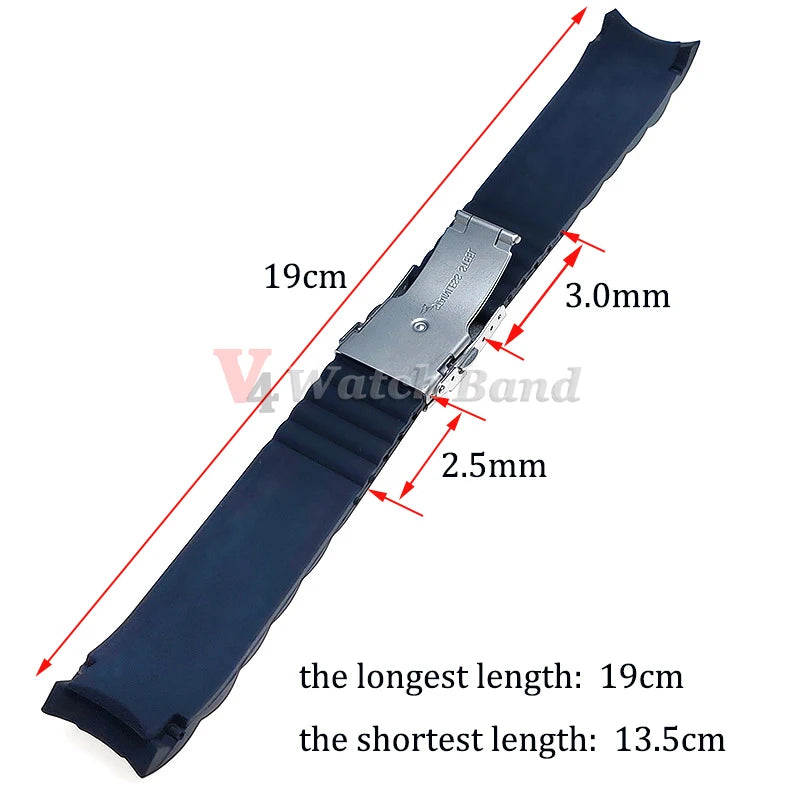 Cinturino in gomma siliconica con estremità curva, 16 mm, 18 mm, 20 mm, 22 mm, 24 mm, 26 mm, per uomo e donna, impermeabile, chiusura pieghevole.