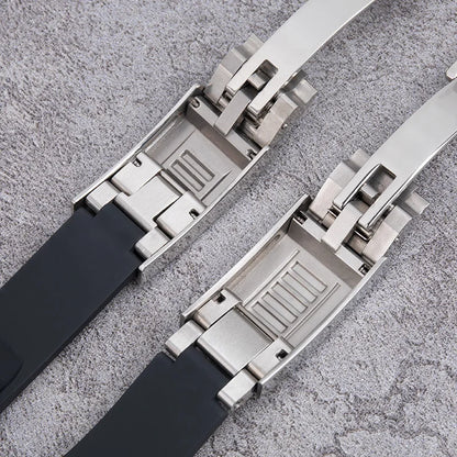 Cinturino per orologio in gomma fluorurata nera, lamiera d'acciaio da 20mm, per Rolex Stap, per Submariner OYSTERFLEX Yacht Master Datejust, cinturino in gomma