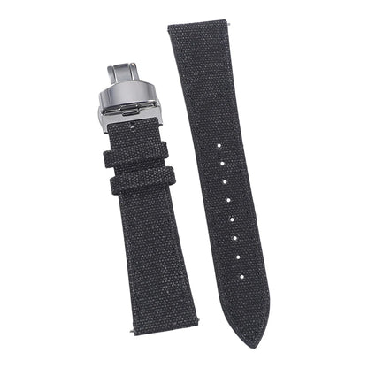 Bracelet de montre en toile haute densité 20 mm 22 mm, bracelet de montre rétro en cuir et tissu avec boucle papillon à dégagement rapide