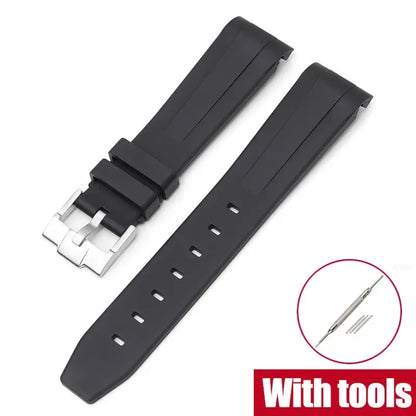 FKM Fluororubber Watch Strap for Rolex for Omega x Swatch MoonSwatch 20mm Curved End Waterproof Sport Replace Watch Band