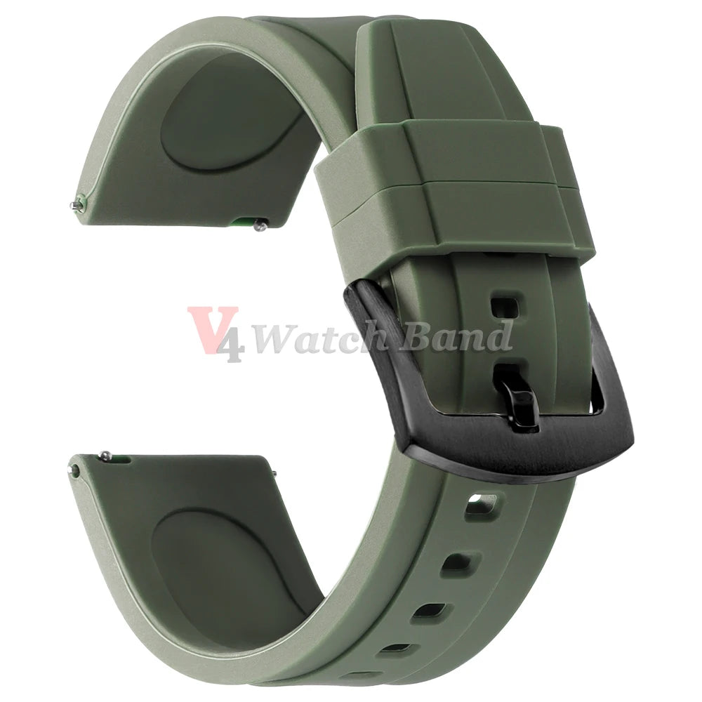 Bracelet de montre sport en silicone souple noir, marron, orange, bleu – Bracelets de 20 mm et 22 mm à libération rapide en caoutchouc de silicone