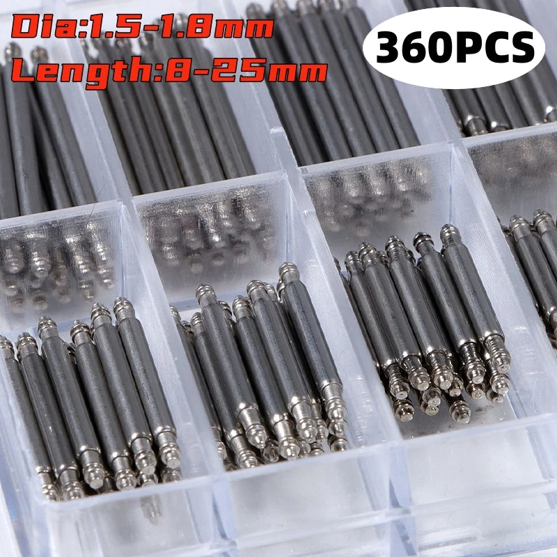 Barres à ressort en acier inoxydable, 360mm/1.5mm, longueur 8mm- 25mm, goupille de liaison en métal pour bracelet de montre, outils de réparation de montres, 1.8 pièces/ensemble