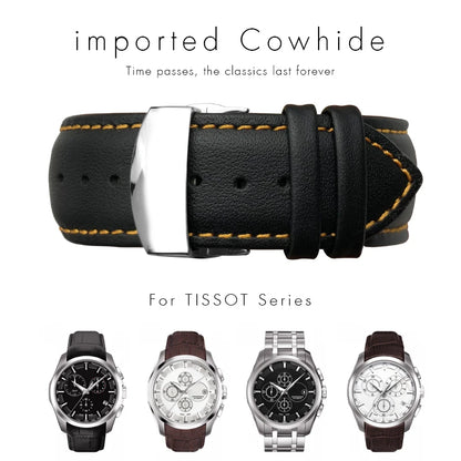 Bracelet de montre en cuir véritable à extrémité incurvée, 22mm 23mm 24mm, pour ceinture de montre Tissot 1853 COUTURIER T 035407 A T 035627 Outils de sangle pour hommes