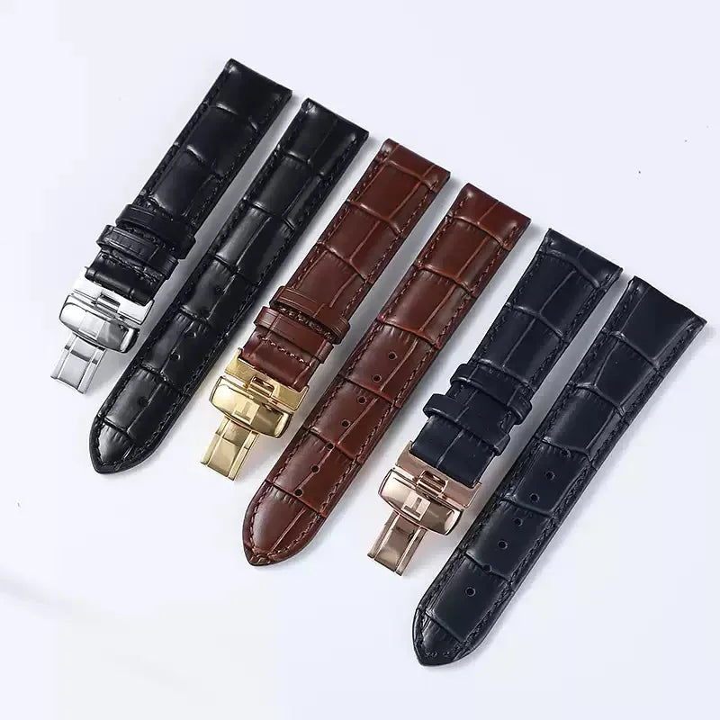 Tissot 真皮表带 - 适用于天梭 T41 力洛克、De Luca、优雅系列男士腕表，尺寸 18mm/19mm/2