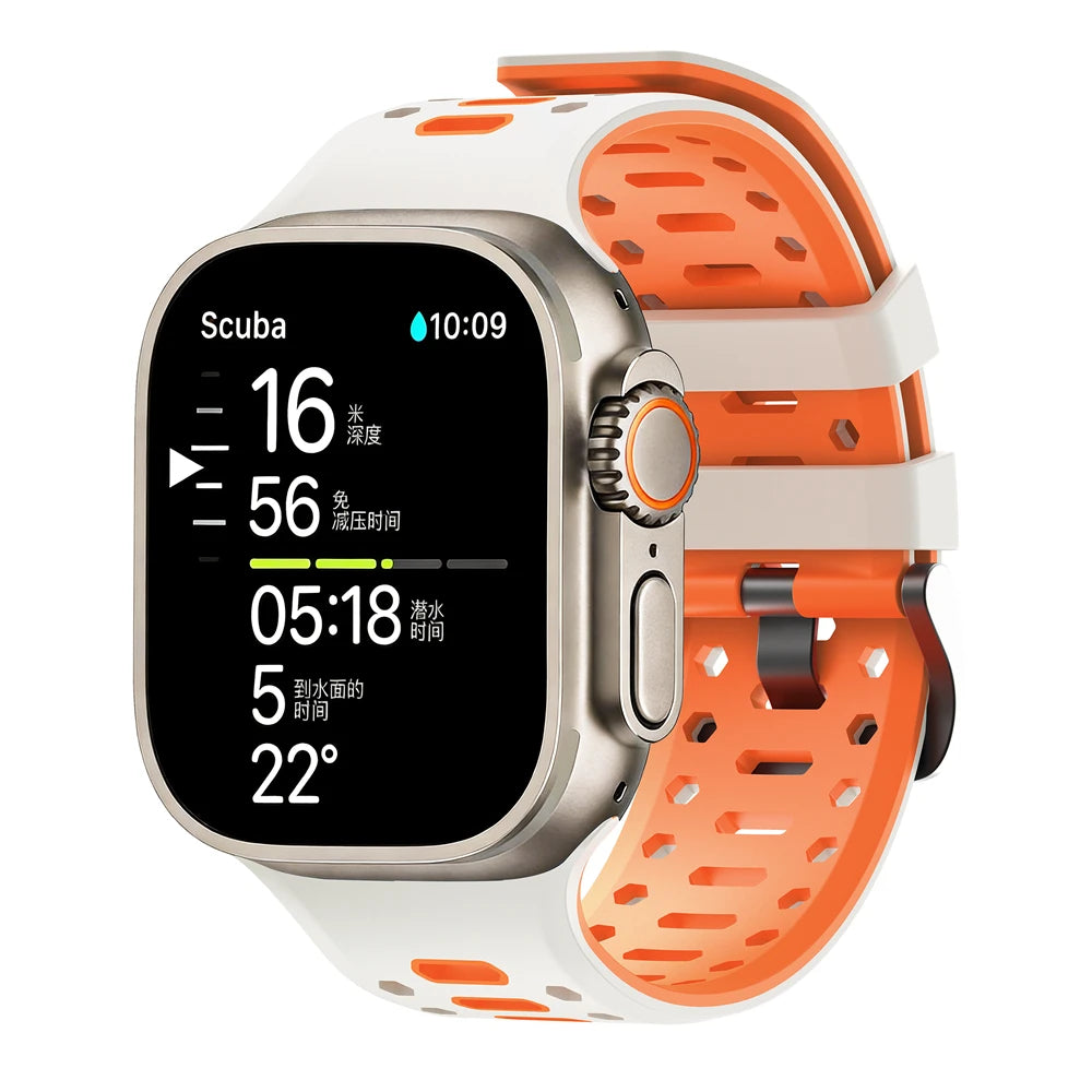 Cinturino sportivo in silicone traspirante per Apple Watch Ultra 2 3, bracciale iWatch da uomo, 49 mm, serie 11 10 46 mm/9 8 7 SE 6 5 44 mm/45 mm