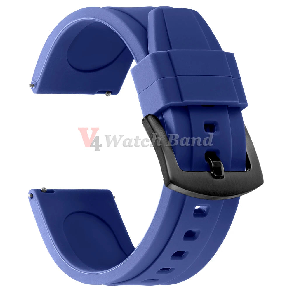 Bracelet de montre sport en silicone souple noir, marron, orange, bleu – Bracelets de 20 mm et 22 mm à libération rapide en caoutchouc de silicone