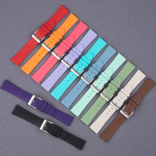 Cinturini per orologi universali in gomma fluorurata FKM di alta qualità, estremità piatte, 14/15/16/17/18 mm, per donne e bambini, compatibili Omega, Tissot, Longines.